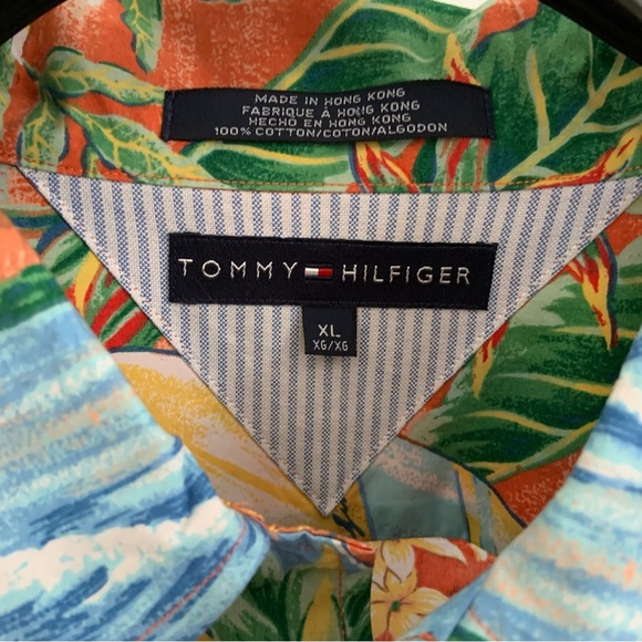 TOMMY HILFIGER HAWAIIAN TROPICAL SHIRT / VINTAGE / COTTON / XL / SHORT SLEEVE - Picture 8 of 9